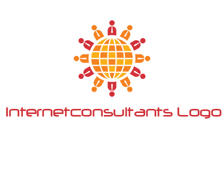 abstract people around abstract globe logo