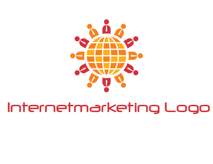 abstract people around abstract globe logo