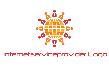 abstract people around abstract globe logo