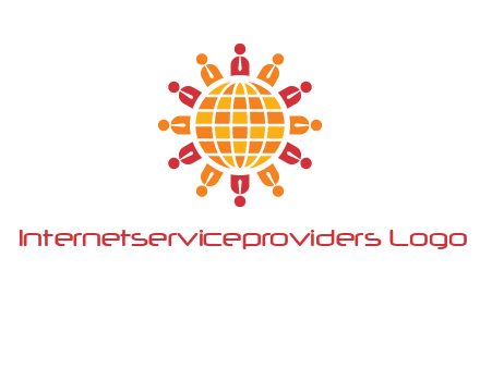 abstract people around abstract globe logo