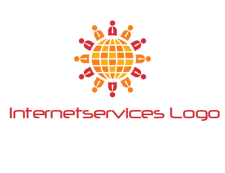 abstract people around abstract globe logo