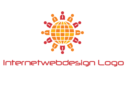 abstract people around abstract globe logo