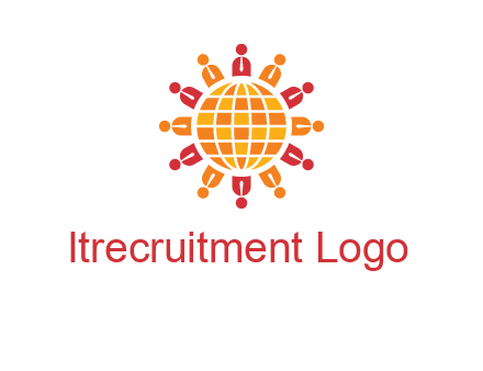 abstract people around abstract globe logo