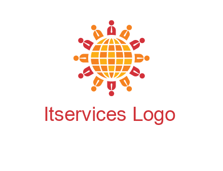 abstract people around abstract globe logo