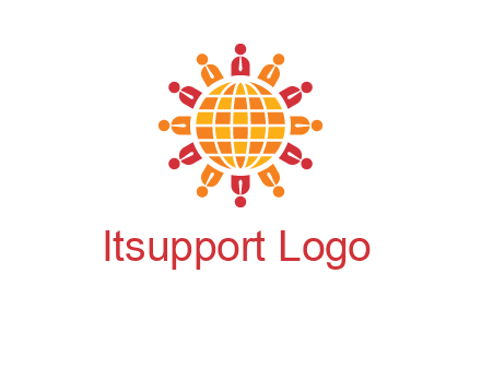 abstract people around abstract globe logo