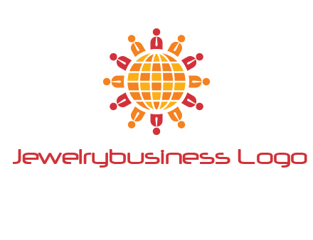 abstract people around abstract globe logo