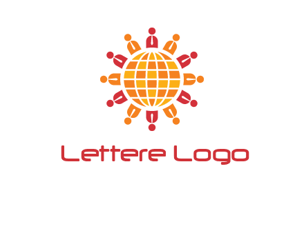 abstract people around abstract globe logo
