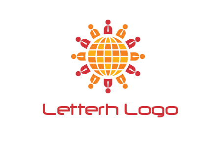 abstract people around abstract globe logo