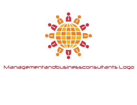 abstract people around abstract globe logo