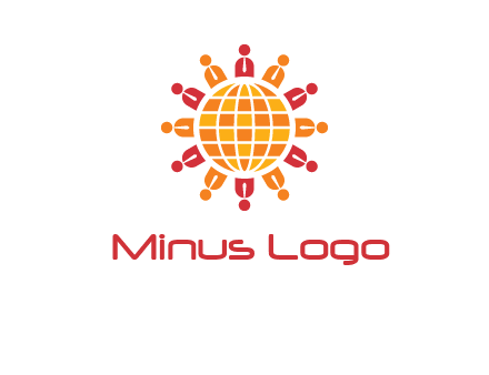 abstract people around abstract globe logo