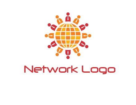 abstract people around abstract globe logo