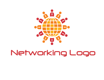abstract people around abstract globe logo