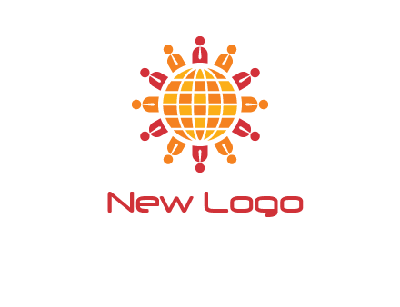 abstract people around abstract globe logo