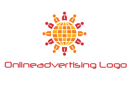 abstract people around abstract globe logo