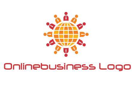 abstract people around abstract globe logo