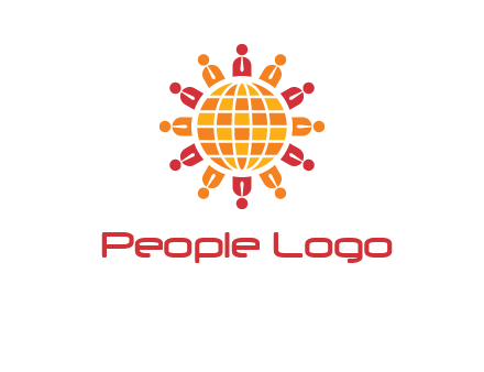 abstract people around abstract globe logo