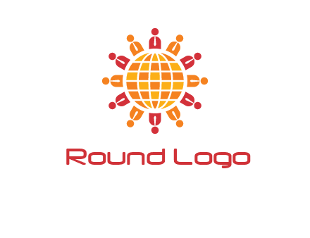 abstract people around abstract globe logo