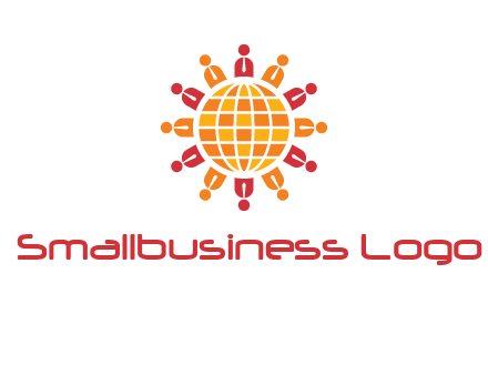 abstract people around abstract globe logo