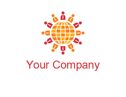 abstract people around abstract globe logo