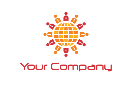 abstract people around abstract globe logo
