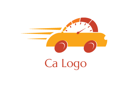 abstract car merge with speed meter logo