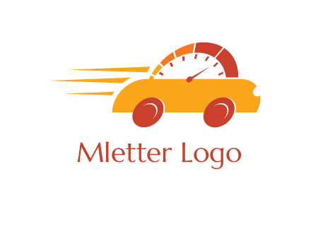 abstract car merge with speed meter logo