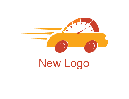 abstract car merge with speed meter logo