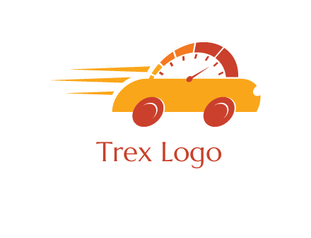 abstract car merge with speed meter logo