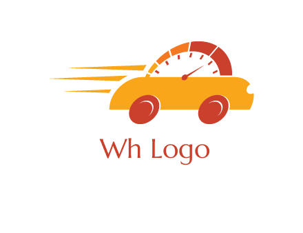 abstract car merge with speed meter logo