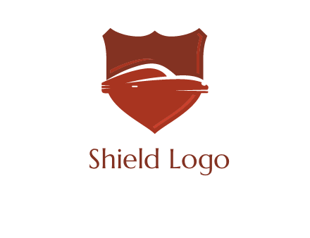 abstract car in middle of the shield icon