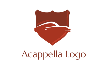 abstract car in middle of the shield icon
