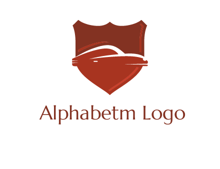 abstract car in middle of the shield icon