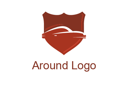 abstract car in middle of the shield icon