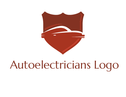abstract car in middle of the shield icon