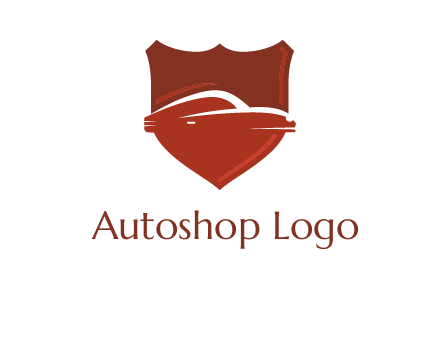 abstract car in middle of the shield icon