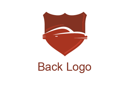 abstract car in middle of the shield icon