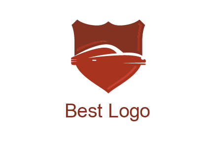 abstract car in middle of the shield icon