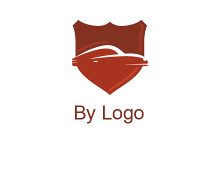 abstract car in middle of the shield icon