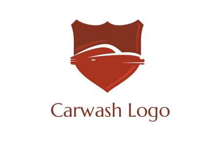 abstract car in middle of the shield icon