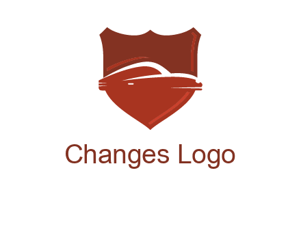 abstract car in middle of the shield icon