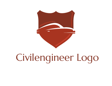 abstract car in middle of the shield icon