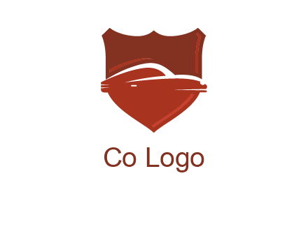 abstract car in middle of the shield icon