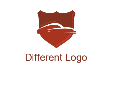 abstract car in middle of the shield icon