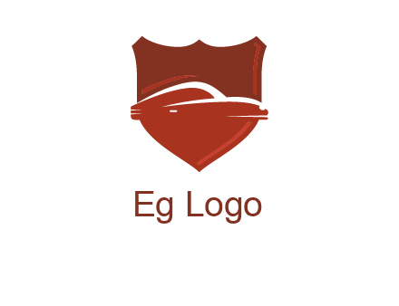abstract car in middle of the shield icon