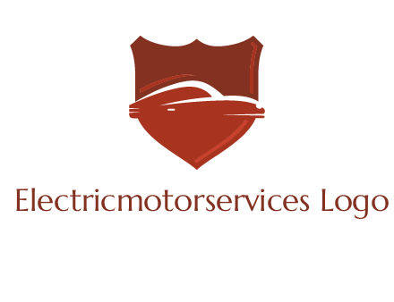 abstract car in middle of the shield icon