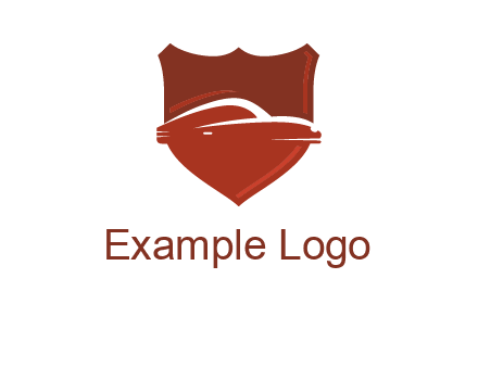 abstract car in middle of the shield icon