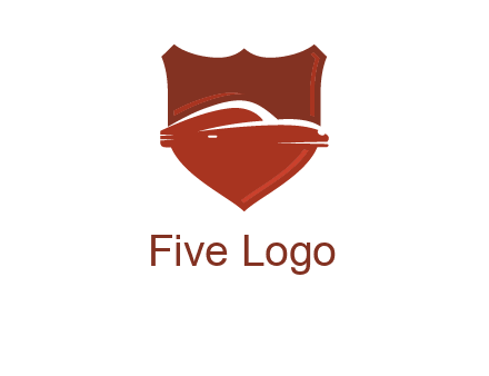 abstract car in middle of the shield icon