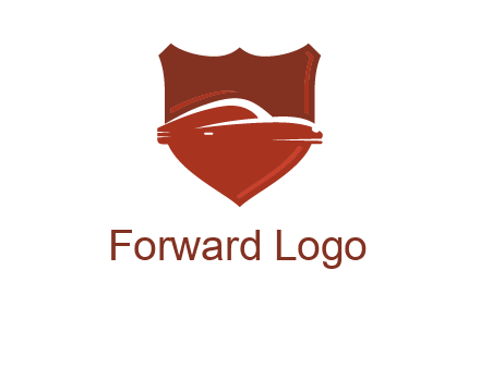 abstract car in middle of the shield icon