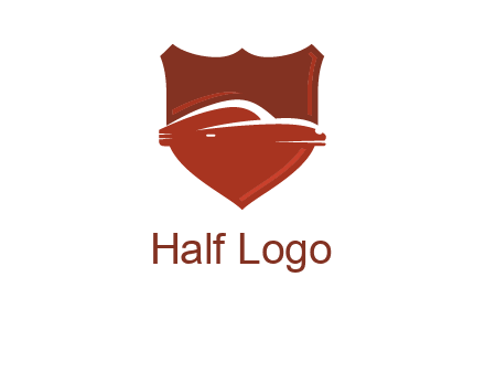 abstract car in middle of the shield icon