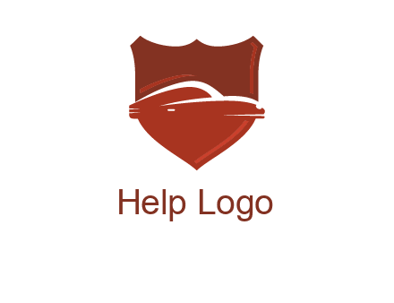 abstract car in middle of the shield icon